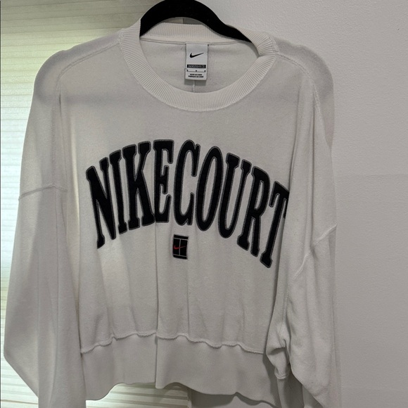Nike Tops - Nike white women's NIKECOURT crewneck sweatshirt with black logo